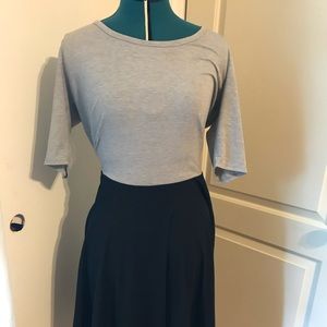 Lularoe Amelia gray/black dress - rare color block